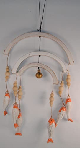 Fair Trade Fish Themed Wooden Wall Mobile Orange