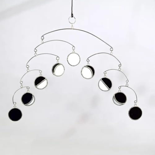 Unique Art Moon Stained Glass Hanging Mobile 16 Inch