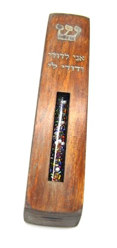 Rustic Wooden Walnut Wedding Mezuzah Decorative Sign