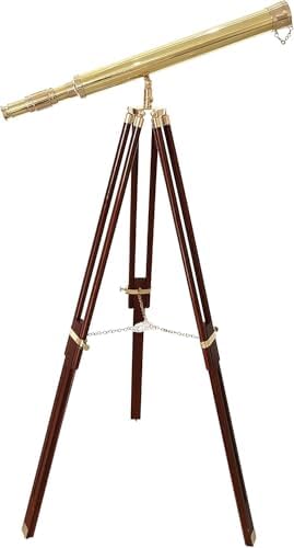 Vintage Brass Nautical Telescope with Tripod Stand