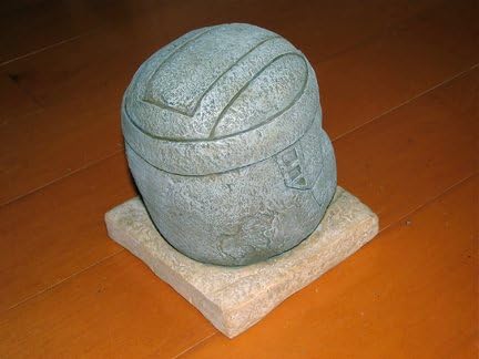 Ancient Olmec Head Sculpture Polyresin Brown