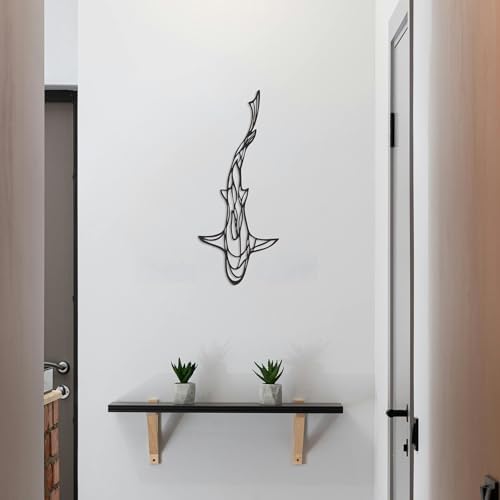 Abstract Shark Wall Art 157x65 Inch Metal Decor