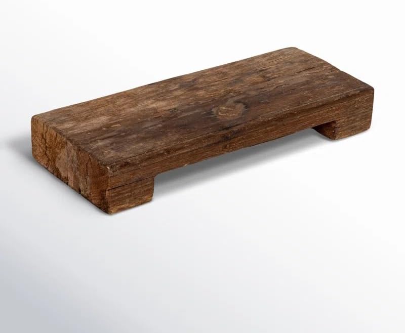 Rustic Vintage Mini Wood Pedestal Tray Stand