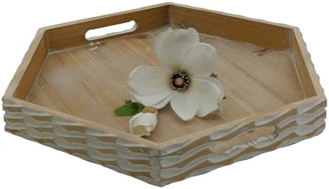 Farmhouse Wood Decorative Tray with Carving