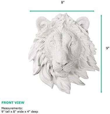 WALL CHARMERS Mini White Faux Lion Head Wall Decor