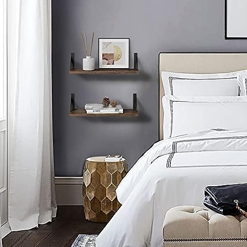 Rustic Floating Shelves Set of 3 17 Inch Natural Wood Wall Shelves