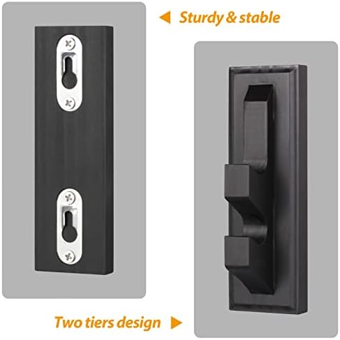 Wooden Wand Holder 2 Tier Black Wall Mount