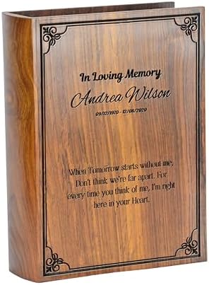 Personalization Wooden Cremation Urn - Book Shaped Memorial Urn for Human Ashes