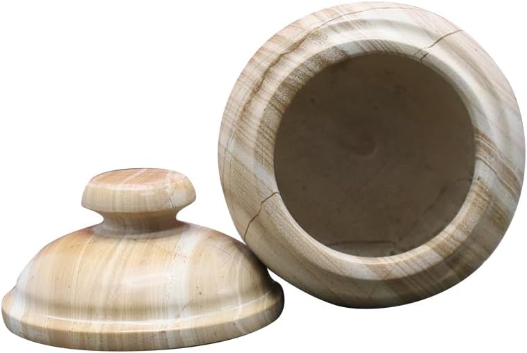 Elegant Marble Cremation Urn with Teak Finish