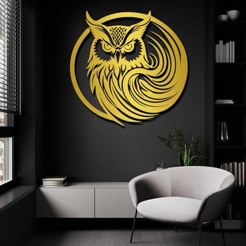 Metal Owl Wall Art Decor Black 19x18