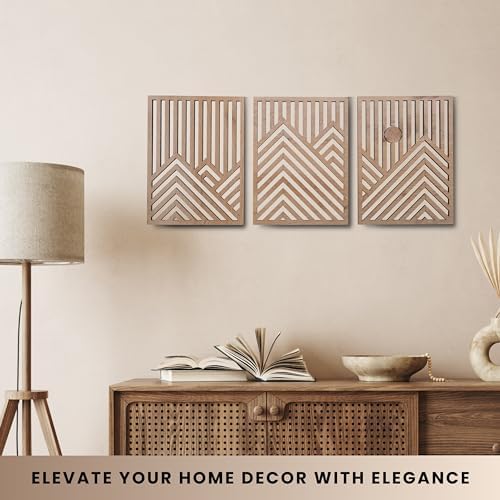 QMMP Modern Wooden Wall Sculptures Set of 3