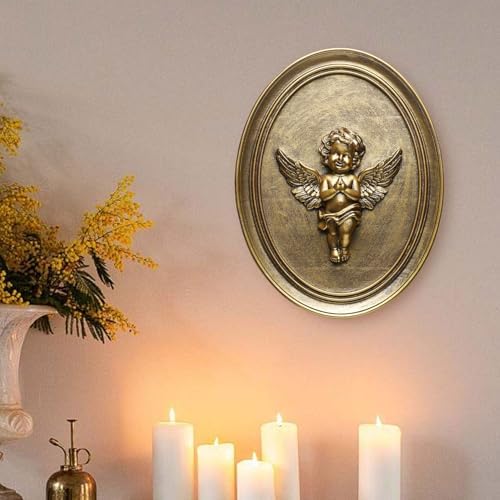 Vintage Cherub Wall Sculpture with Embossed Design