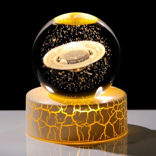 Crystal 3D Saturn 236 Inch Ball Figurine Decor