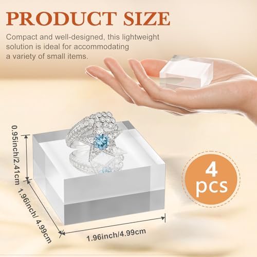 4 Piece Acrylic Base Display Stands Clear Cube Riser