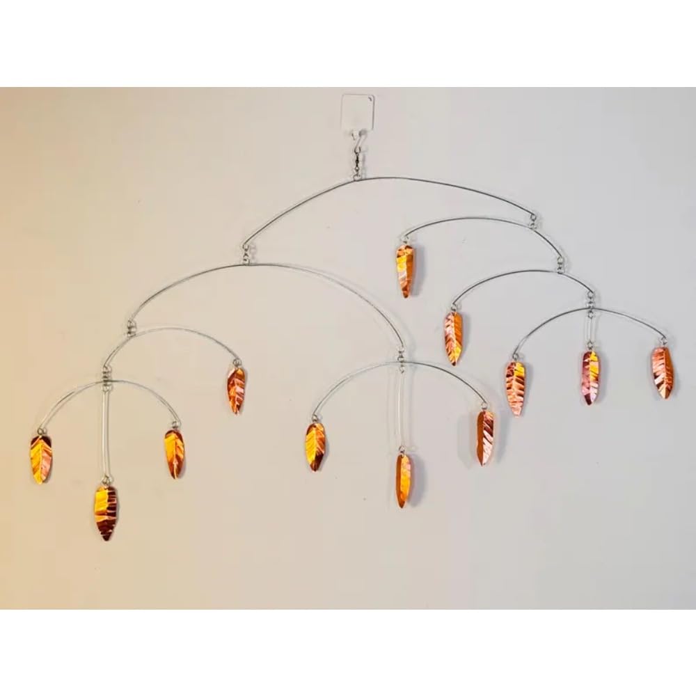Modern Hammered Copper Leaf Hanging Mobile