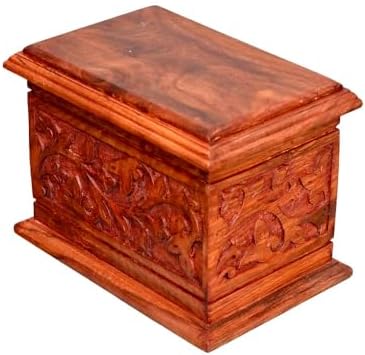 Handcarved Wooden Cremation Urn for Adult Ashes