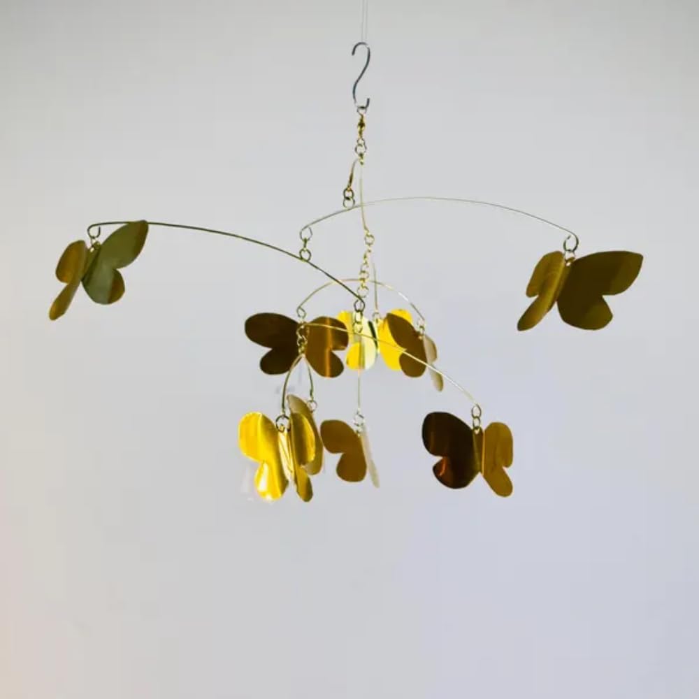 Pure Brass Butterflies Mobile 23x10 Hanging Decor