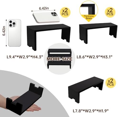 Yikaroeli 3 Tier Wooden Display Stand 6 Piece Black Risers