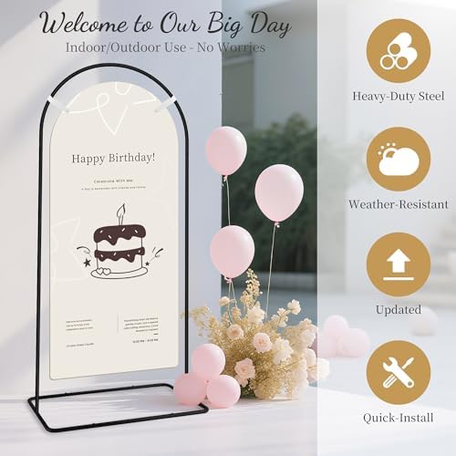 Wedding Welcome Sign Stand Holder - Adjustable Metal Easel