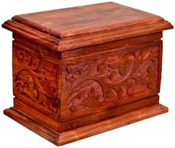 Handcarved Wooden Cremation Urn for Adult Ashes