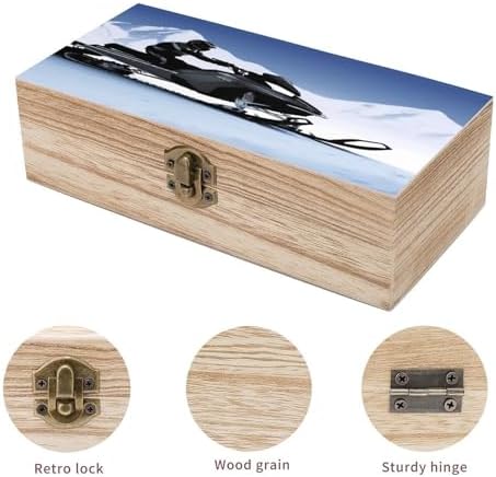 Snowmobile Print Wooden Jewelry Box Storage Organizer