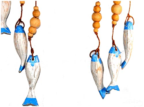 Fair Trade Driftwood Fish Mobile 3 Layer Blue