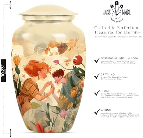 10 Inch Large Velvet Covered Decorative Urn for Ashes