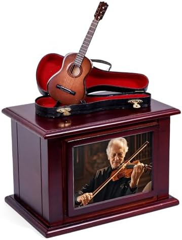 ZGYLIN Wooden Guitar Cremation Urn for Ashes