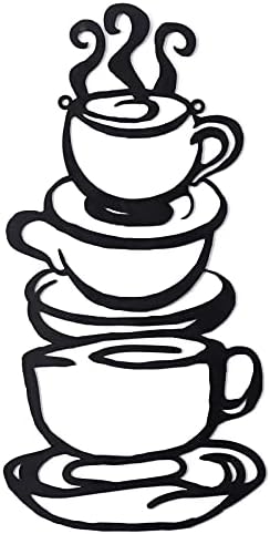 Black Coffee Cup Metal Wall Art Farmhouse Decor