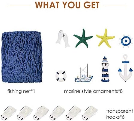 Jetec Decorative Fishnet Wall Hanging Nautical Set