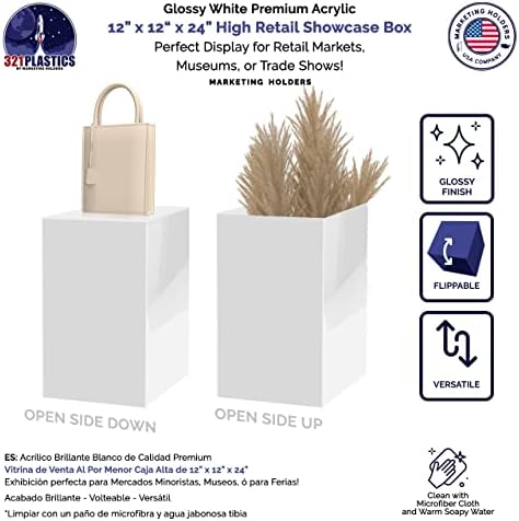 4 Pack White Acrylic Display Box Tall 12x12x24