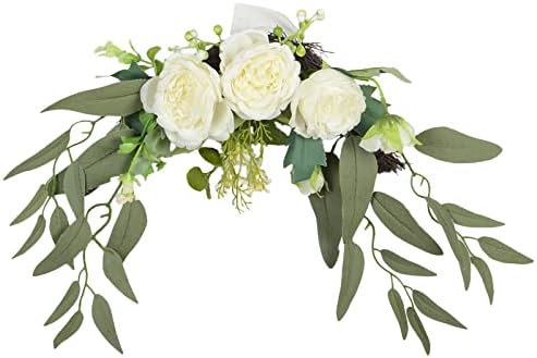 MOTUZP 157 Inch White Floral Swag Door Decor