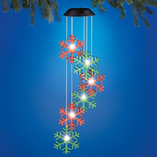 Collections Etc Solar Powered Holiday Snowflake Garden Mobile 1