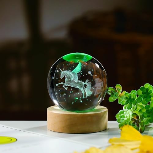3D Unicorn Crystal Ball Decor Lamp for Women