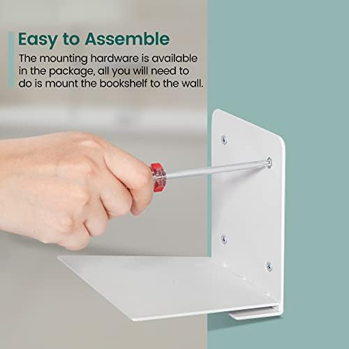 Storage Maniac Floating Book Shelves 4-Pack White Large