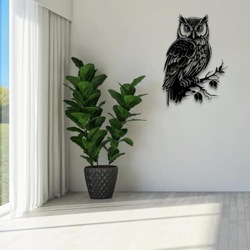Sturdy Metal Owl Wall Sculpture 33X47 Decor