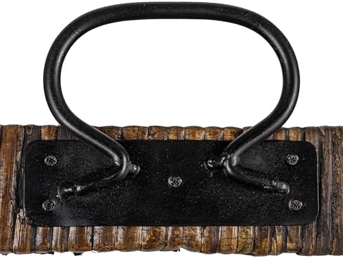Creative Co Op Black Rattan Wood Tray with Handles