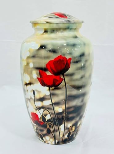 Poppy Flowering Plant Red Printed Decorative Urn