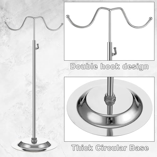 4PCS Adjustable Stainless Steel Handbag Display Stands with Double Hooks Silver