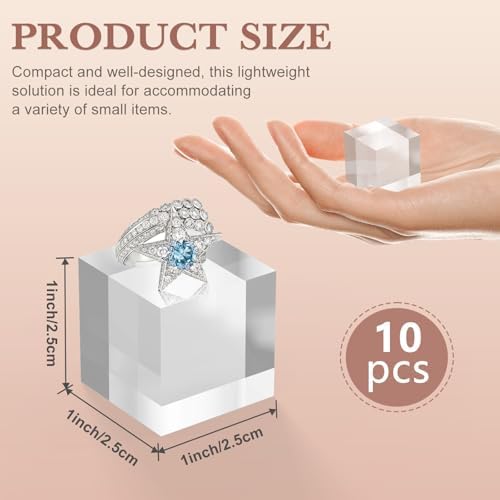 10pc Acrylic Display Blocks Clear Cube Riser Stands