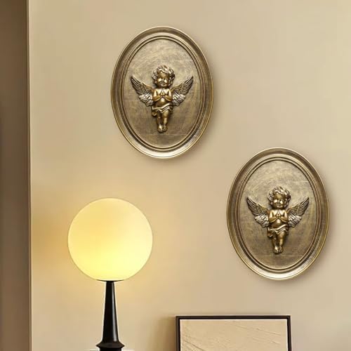 Vintage Cherub Wall Sculpture with Embossed Design