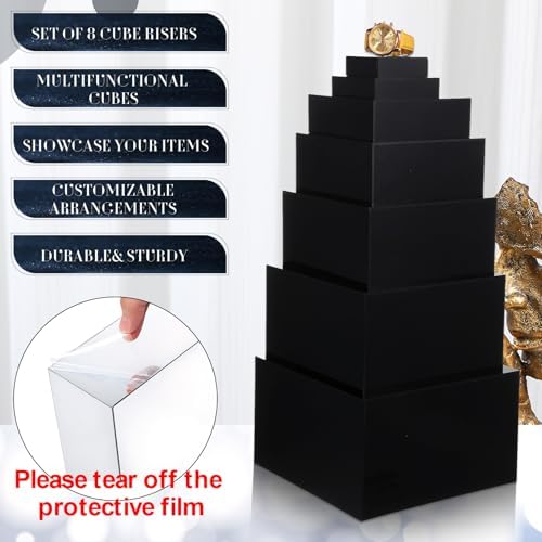 Geelin 8 Pack Acrylic Cube Risers with Hollow Bottoms