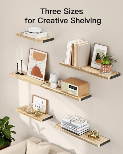 AMADA Wall Shelves Set of 6 Rustic Farmhouse Style