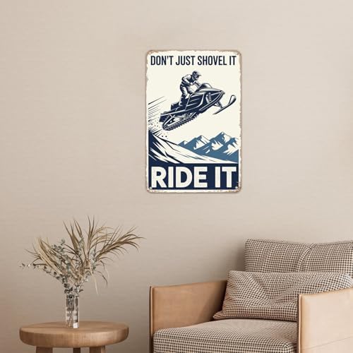 Snowmobile Ride Metal Tin Sign 8x12