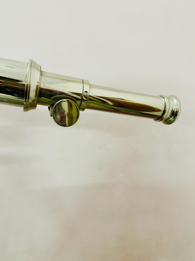 1 Meter Brass Telescope with Silver Chrome Finish and Wooden Tripod Stand