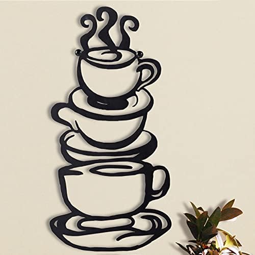 Black Coffee Cup Metal Wall Art Farmhouse Decor