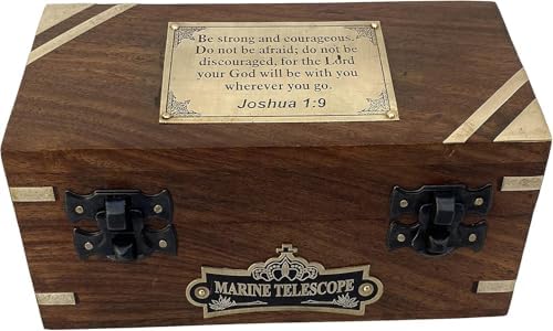 Vintage Nautical Brass Telescope with Wooden Box