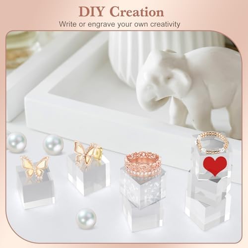 10pc Acrylic Display Blocks Clear Cube Riser Stands