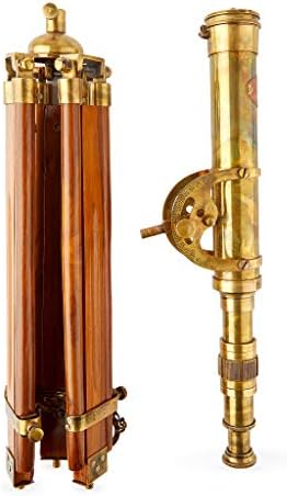 Handcrafted 15 Inch Brass Nautical Telescope with Leather Box