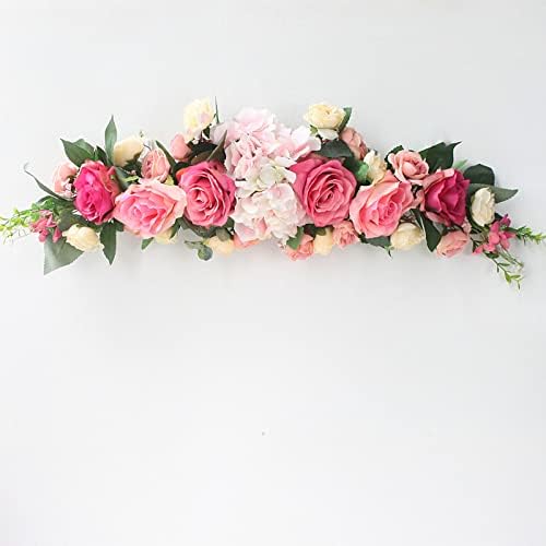 26in Artificial Rose Flower Swag with Green Leaves